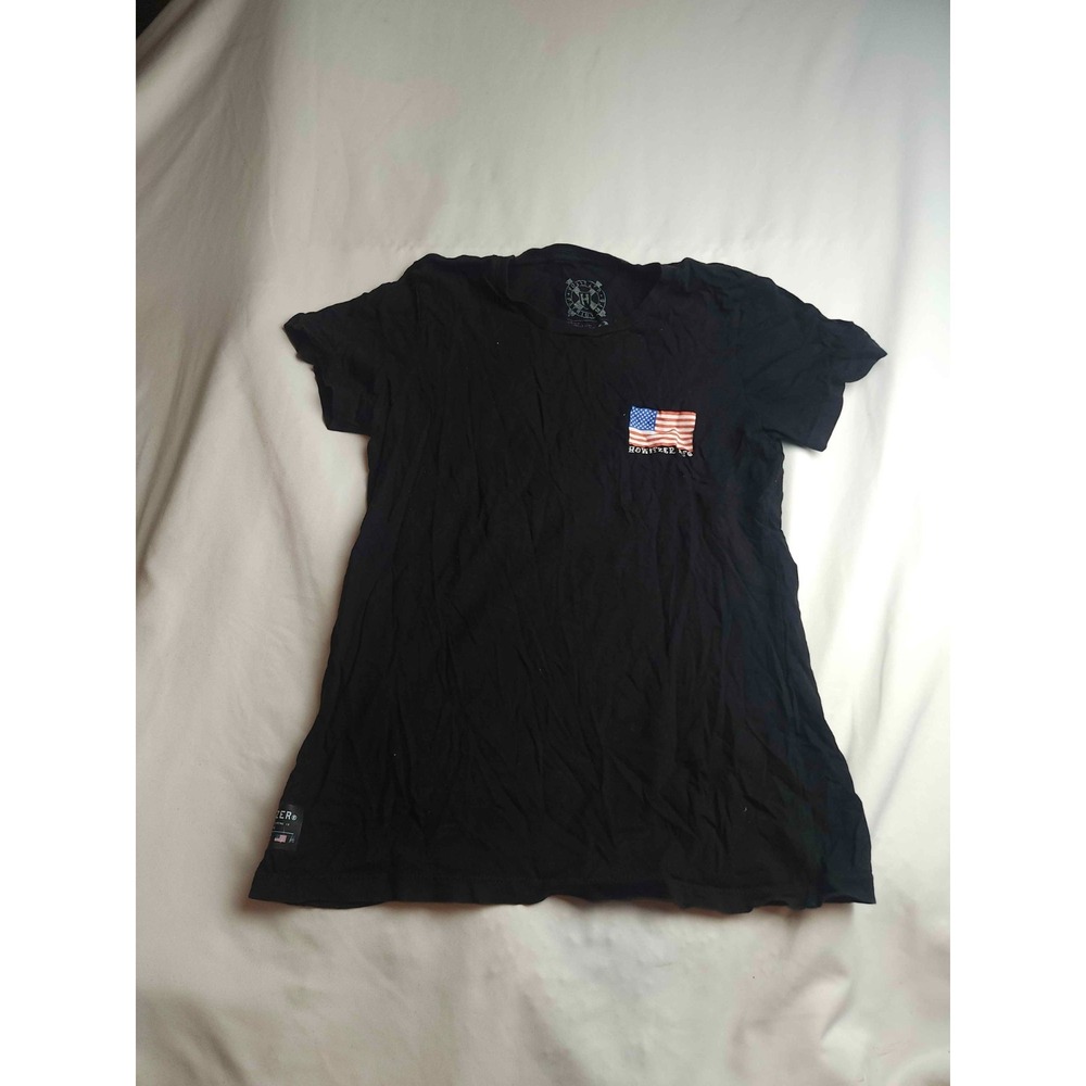 Howitzer Patriot Mfg Skull American Flag T-Shirt Mens L Black Liberty Alt USA